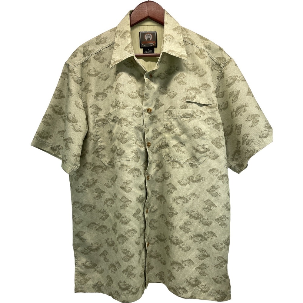 Weather Proof Mens Large Green Fish Pattern Hiking Fishing Camping Vented Babies
